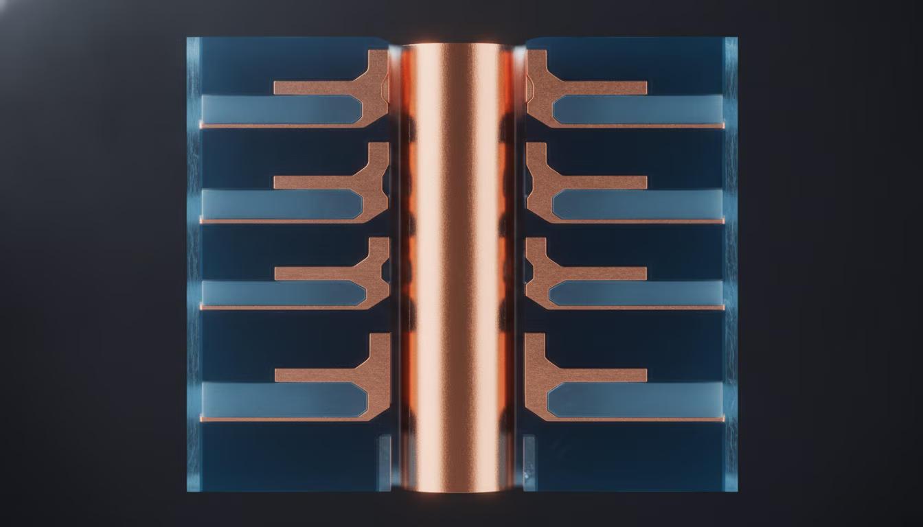 Cross-section of a plated through-hole in a multilayer PCB